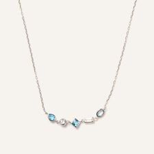 K10WG ジュエルモザイク ブルーカラー ネックレス