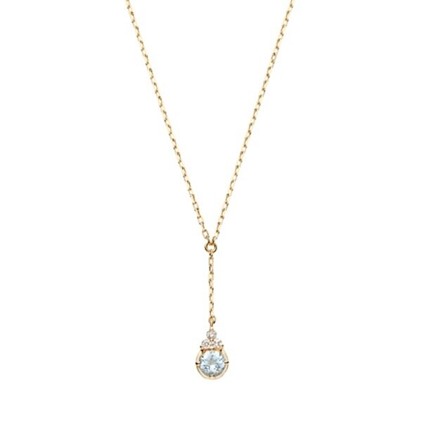 VA ヴァンドーム青山　K10 YG　三日月　月　ダイヤモンド　ネックレス K10YG アクアマリン ダイヤモンド 0.01ct Y字 ネックレス【3月