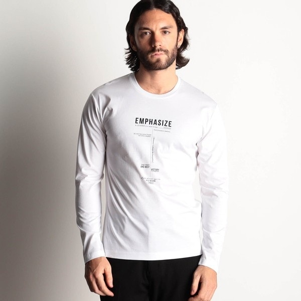 激シルケットロゴプリント長袖Tシャツ