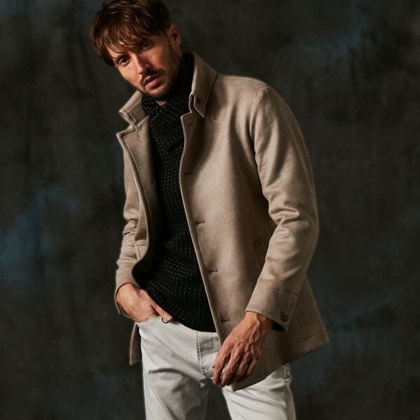 マイクロ起毛ポンチ ムラプリントスタンドコート | ハイダウェイ