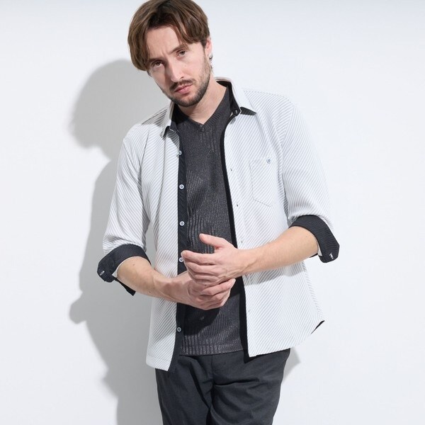 ブライトタックバイアス7分袖シャツ | ハイダウェイ(HIDEAWAYS