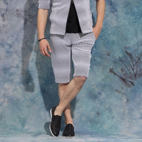 ハイダウェイ（HIDEAWAYS）/ジオメトリックブリスタージャカードハーフパンツ ジオメトリックブリスタージャカードハーフパンツ | ハイダウェイ