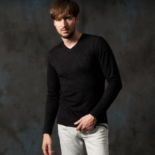 ハイダウェイ（HIDEAWAYS）/ゼブラ風ブリスタ−ジャカードＶネックプルオーバー ゼブラ風ブリスタ-ジャカードVネックプルオーバー | ハイダウェイ