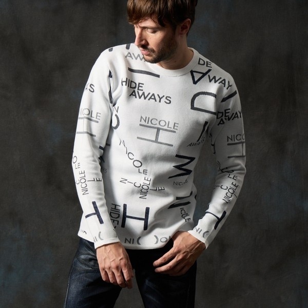 ハイダウェイ（HIDEAWAYS）/ロゴジャカードクルーネックニット ロゴジャカードクルーネックニット | ハイダウェイ(HIDEAWAYS