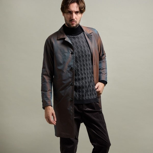 インポート生地使用】 ウール混 ステンカラーコート ブークレー