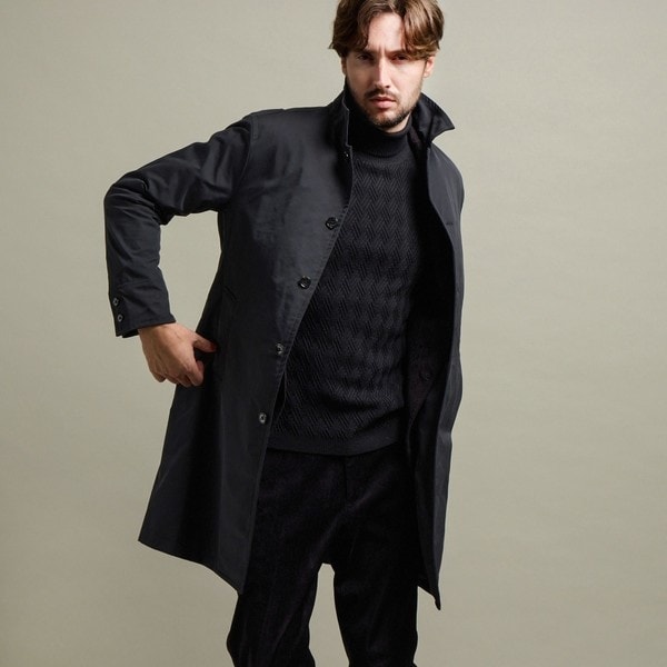 インポート生地使用】 ウール混 ステンカラーコート ブークレー