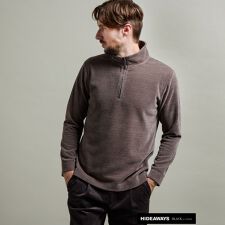 ハイダウェイ(HIDEAWAYS)の【HIDEAWAYS BLACK】モールブロックチェックスタンドハーフジッププルオーバー