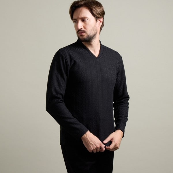 HIDEAWAYS BLACK】モールブロックチェックスタンドハーフジッププル