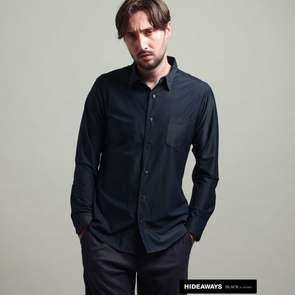 【HIDEAWAYS BLACK】シアーマイクロチェックレギュラーカラーシャツ