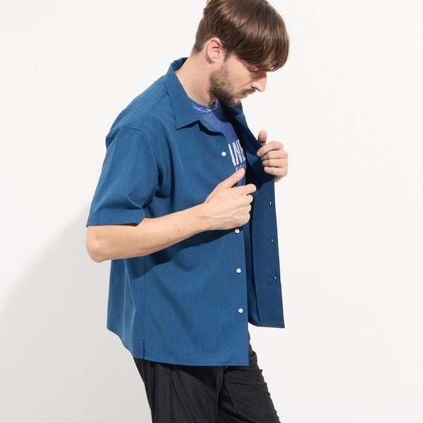 MHL. エムエイチエル★半袖シャツ オープンカラー ブルー 青 MHL. WORKWEAR BLUE | MARGARET HOWELL