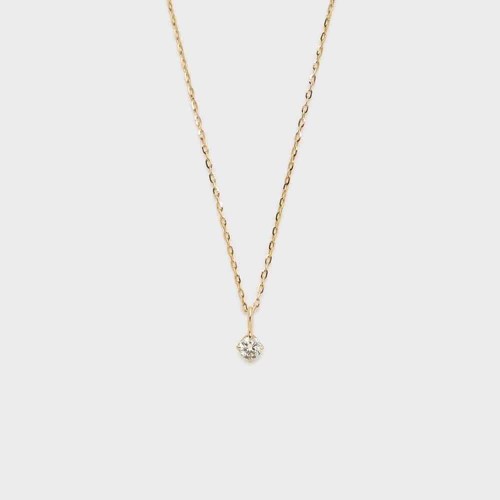 K10YG ダイヤモンド0.02ct パール ムーン ネックレス【6月誕生石