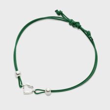 シルバーコードブレスレット（グリーン）