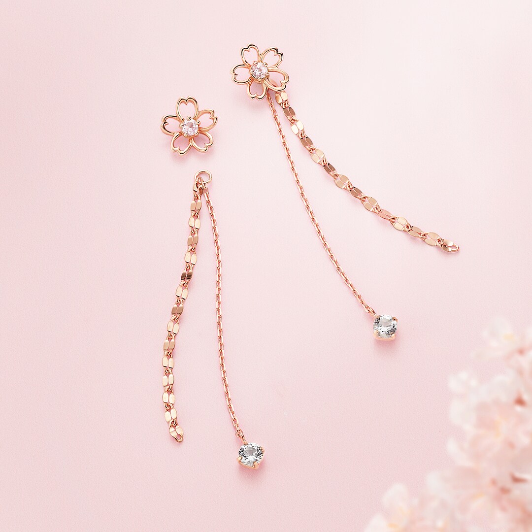 4℃ Sakura Collection K10ピンクゴールドピアス - アクセサリー