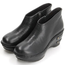 本革製 厚底 アンクルブーツ