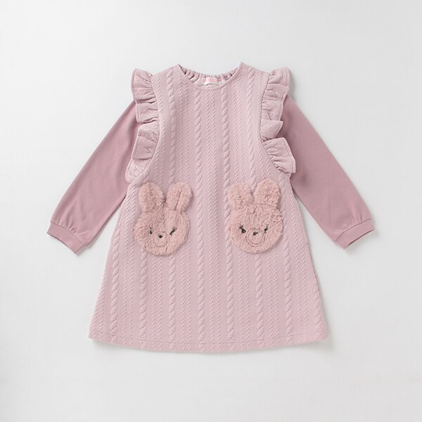 感謝価格 新品 メゾピアノ ウサギアップリケカットジャカードワンピース 数量限定 特売