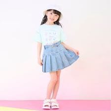 メゾピアノ(mezzo piano)のベルトつきプリーツスカート　インナーパンツセット