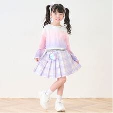 メゾピアノ(mezzo piano)のポーチ付　チェックプリーツスカパン