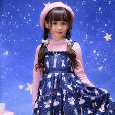 リボンネックレス風　プチハイ長袖Tシャツ