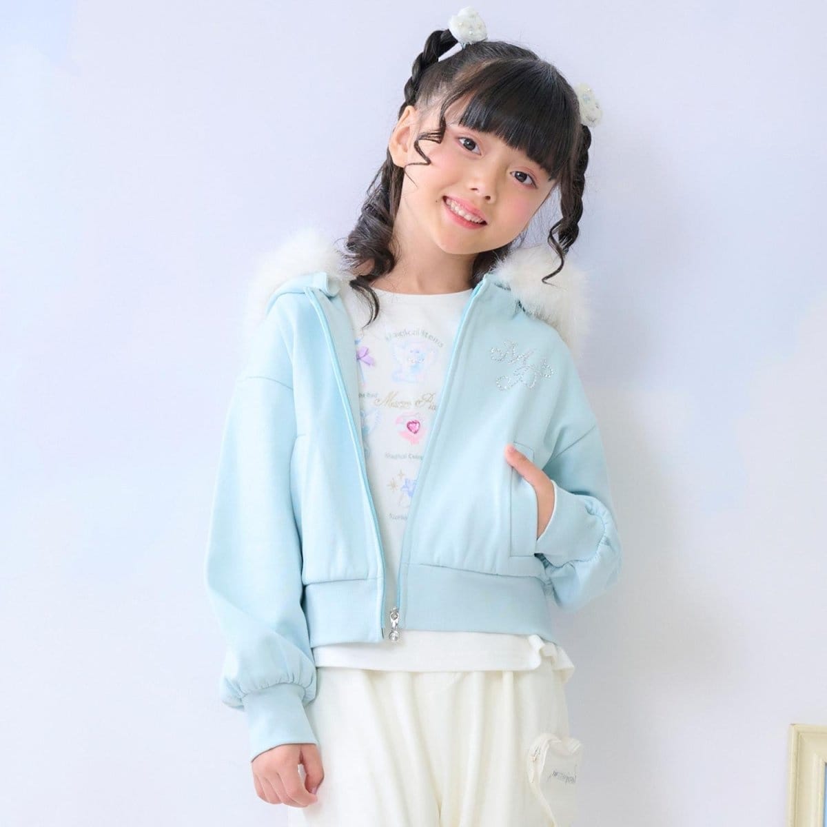 ラメ裏毛 フェイクファーフードZIPパーカ | メゾピアノ(mezzo piano