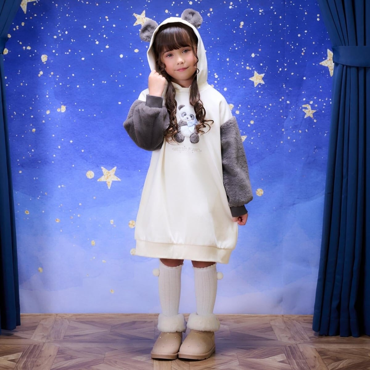 ウサギアップリケ ハートジャガードワンピース | メゾピアノ(mezzo