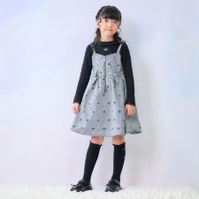 メゾピアノ(mezzo piano)のリボン刺しゅうキャミワンピース＆長袖Tシャツセット