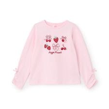イチゴチェリーアップリケ　長袖Tシャツ