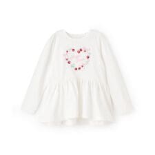 イチゴ刺しゅう　ペプラム長袖Tシャツ