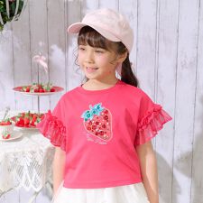 Bigイチゴ袖フリル　半袖Tシャツ