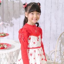 ネックレス刺しゅう　プチハイネック　長袖Tシャツ