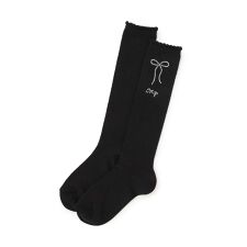 ラインストーンつき　透かし柄ハイソックス【日本製】