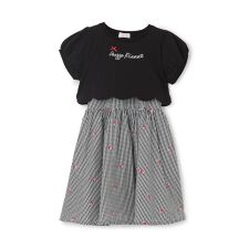 裾スカラップ半袖Tシャツ＆イチゴキャミワンピースセット