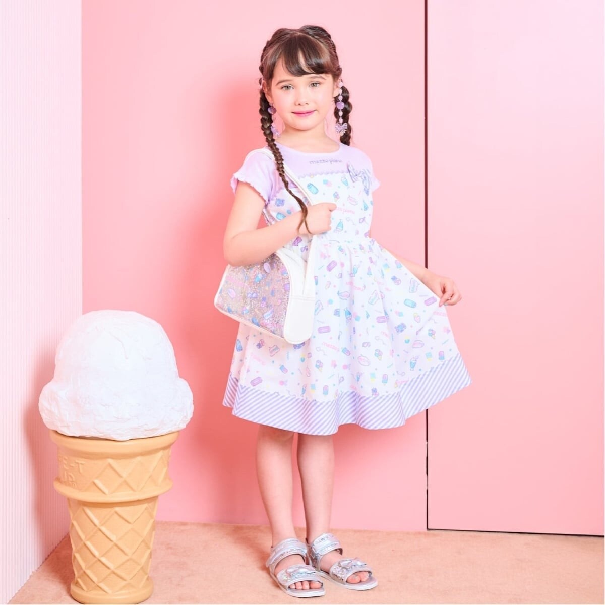 キッズ服(100cm~) familiar ファミリア 半袖ワンピース アイスクリーム