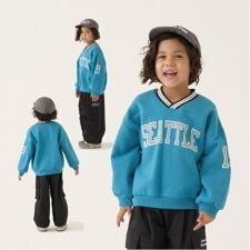 ビールーム(b.ROOM)の【毛玉バイバイ裏起毛裏毛】Vネックリブロゴスウェット