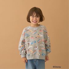 【Disney】【毛玉バイバイ裏毛】ミッキー＆フレンズ/総柄スウェット