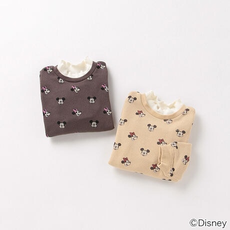 Disney 裏毛 ミッキー ミニーデザイン レイヤード風総柄トレーナー プティマイン Petit Main ファッション通販 マルイウェブチャネル