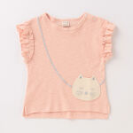接触冷感】猫ポシェットフリル袖Tシャツ | プティマイン(petit main 