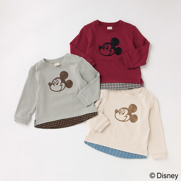 Disney】ミッキー刺しゅう長袖Tシャツ | プティマイン(petit main