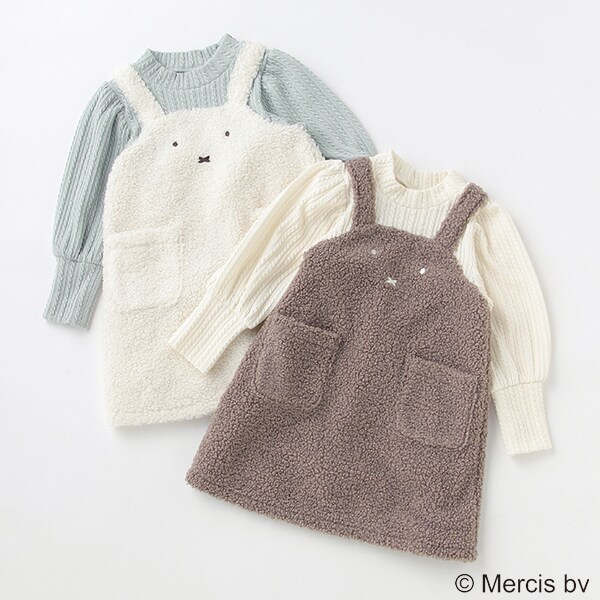 【プティマイン】ミッフィー　ボア　ジャンスカ　ワンピース プティマイン ミッフィー 長袖 ボア ジャンスカ ワンピース もこもこ