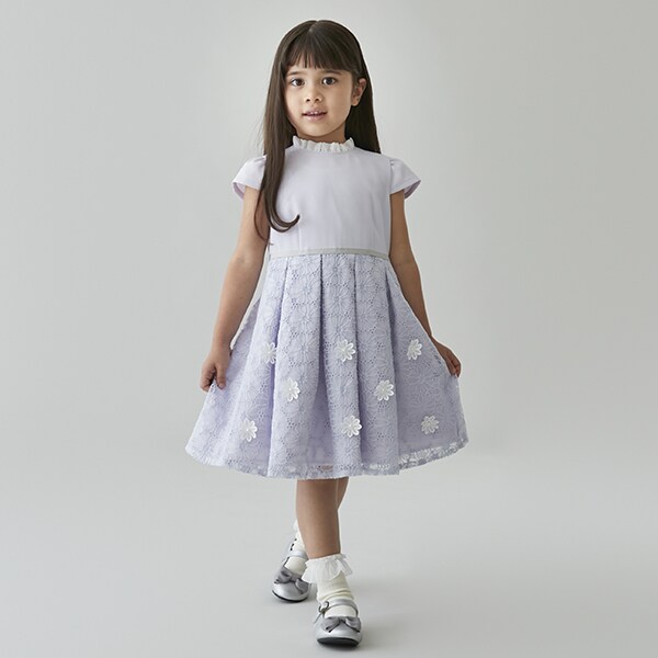 プティマイン　花レースOP+ギャザーJKセット 花レースOP+ギャザーJKセット(110cm ラベンダー): キッズ - ナルミヤ