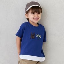 ブロックプリント半袖Tシャツ