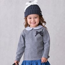 プティマイン(petit main)の【リンク】衿つきリボン長袖Tシャツ