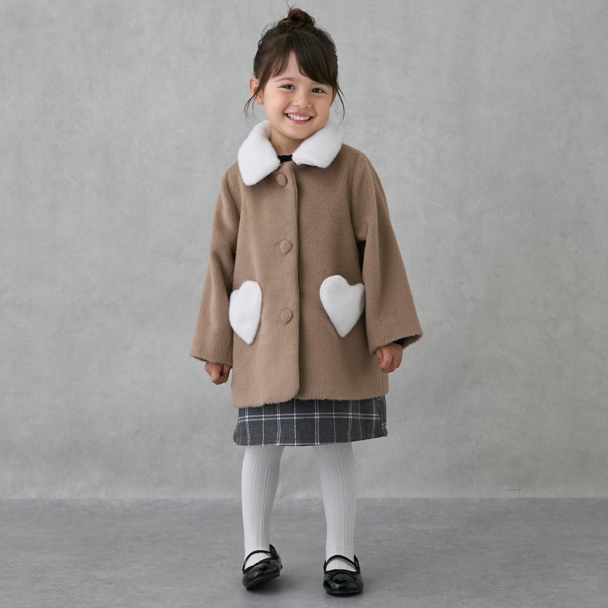 洗える】ファー衿ハートポケットコート | プティマイン(petit main