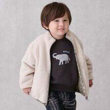 プティマイン(petit main)の【撥水加工】柄×ボアブルゾン