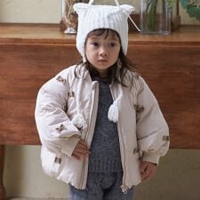 プティマイン(petit main)の【リンク】ちびリボン中綿ジャケット