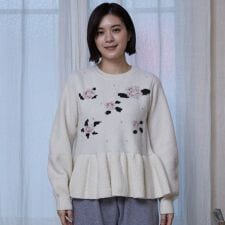 【フワもちっと/リンク】お花パールニット