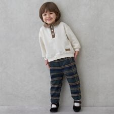 プティマイン(petit main)のチェックのびのび起毛ストレッチパンツ