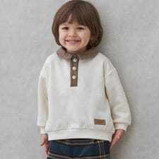 衿つき配色裏起毛トレーナー