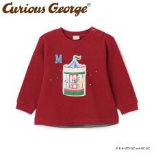 【おさるのジョージ】接結アップリケ長袖Tシャツ