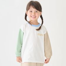 【食品防汚】配色ゆるっと長袖Tシャツ