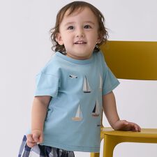 【リンク】ヨット/車アップリケ半袖Tシャツ